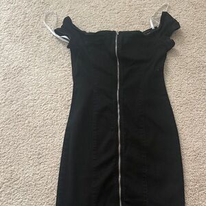 Guess Black Strapless Dress with Silver Zipper